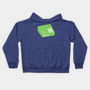 Beat Maker (White Lines + Apple Green Drop Shadow) Analog / Music Kids Hoodie